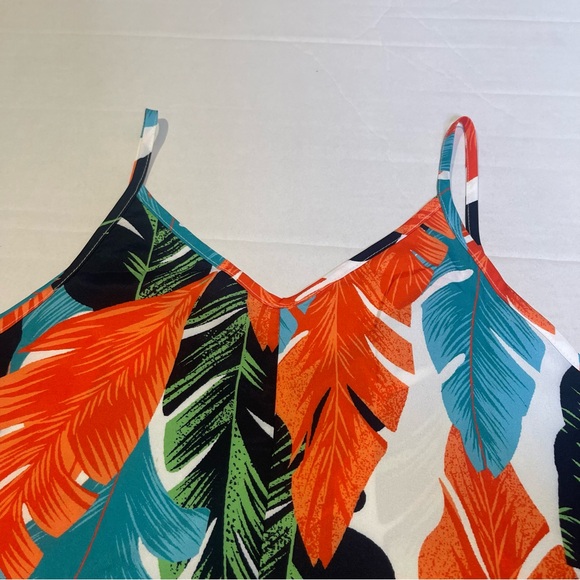 Women’s Large Tropical Leaf Print Maxi Summer Dress Resort Vacation Casual - Picture 7 of 16